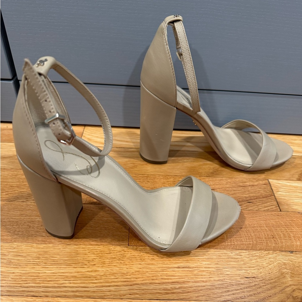 SAM EDELMAN Yaro Block Heels Tan Leather Size 8 1/2